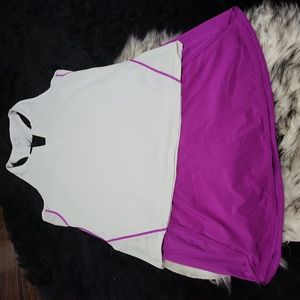 WOMENS FABLECTICS OUTFIT PURPLE SKORT AND WHITE TANK SIZE XXL